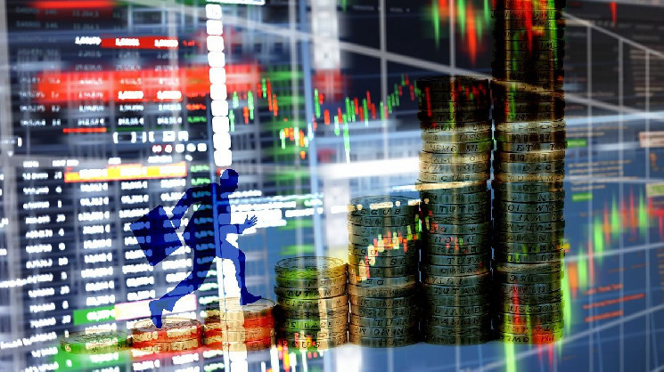 Stock market chart overlays on financial data screens, symbolizing Bitcoin and Nasdaq movement tied to forex trends.