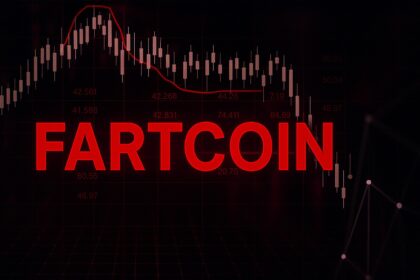 Fartcoin logo poised atop a tightening bullish pennant chart pattern, signaling a potential breakout toward the $1.52 mark.
