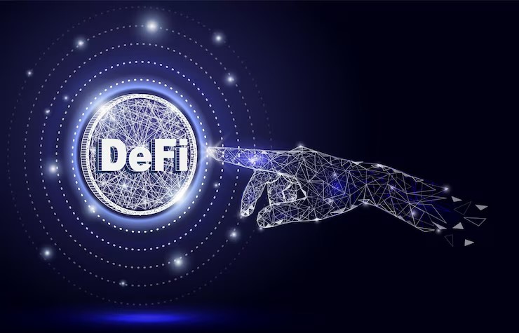Digital assets represented as tokens flowing through a decentralized network, symbolizing the role of asset tokenization in powering DeFi ecosystems.