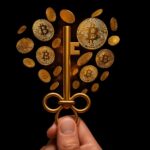 Futuristic quantum circuit design over a Bitcoin logo, symbolizing Project 11’s challenge to break a Bitcoin private key using quantum computing.
