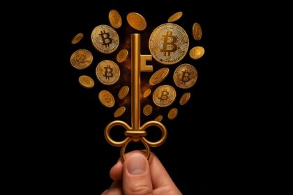 Futuristic quantum circuit design over a Bitcoin logo, symbolizing Project 11’s challenge to break a Bitcoin private key using quantum computing.