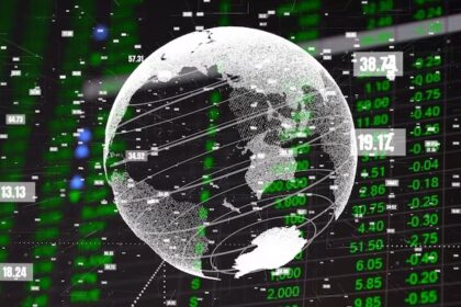 Worldcoin (WLD) logo hovering above a bullish crypto chart, symbolizing anticipation of a breakout as broader market sentiment improves.