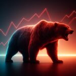 Red-hued graphic showing a steep crypto price decline with panic visuals, representing Story token’s sudden 25% drop and fears of a broader meltdown.