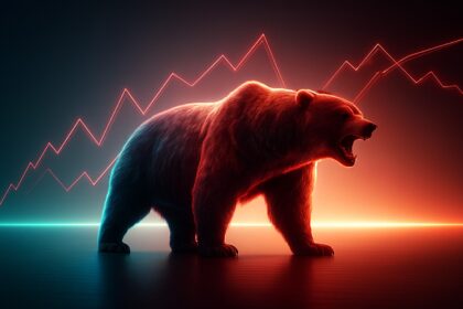 Red-hued graphic showing a steep crypto price decline with panic visuals, representing Story token’s sudden 25% drop and fears of a broader meltdown.