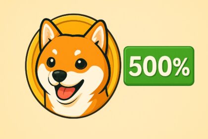 Bonk and Fartcoin meme logos side-by-side with a rocket chart showing 500% gains, reflecting rising trader speculation and meme coin momentum.