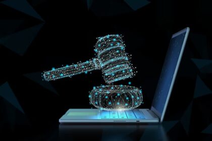 SEC building with a red warning overlay and PGI Global logo, alongside digital currency visuals representing a $198M crypto Ponzi scheme.