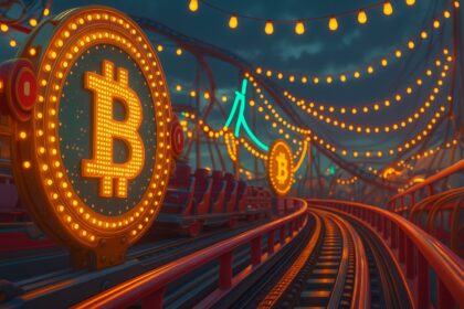 Bitcoin and Ethereum logos over a stormy financial chart, symbolizing a major $8.05B options expiry event poised to trigger sharp market volatility.