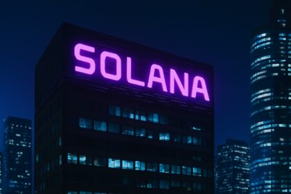 DeFi Development logo with Solana tokens and investment charts rising, symbolizing a $1 billion fundraising initiative tied to a major portfolio and strategy overhaul.
