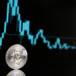 A physical Bitcoin coin in the foreground with a glowing digital price chart in the background, representing market momentum and trading activity related to a potential breakout.