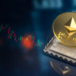 A 3D-rendered Ethereum coin placed in a mechanical trap, symbolizing market volatility and price pressure during a bearish phase in the cryptocurrency market.