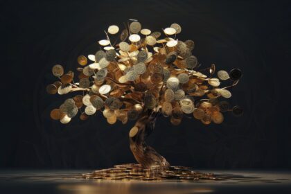 Gold bars and an XAUUSD price chart approaching $3500 resistance, with a warning arrow pointing toward a potential correction to $3200.