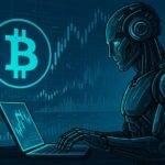 Silhouette of a crypto trader analyzing a Bitcoin surge on screen, symbolizing market reactions to geopolitical policy shifts like Trump’s tariff pause.