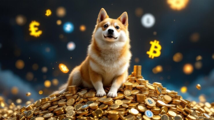 Dogwifhat token icon with warning symbols, exchange wallets filling up, and smart money arrows pointing out — indicating rising sell pressure and rally uncertainty.