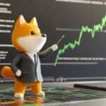Shiba Inu coin chart showing a decline in trading volume and burn rate with bullish technical indicators forming, hinting at a potential rebound setup.