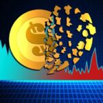 South Korean won symbol transforming into stablecoins with $19 billion marker and crypto outflow graphics, highlighting the shift to stable assets amid market uncertainty.