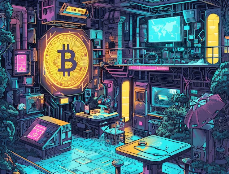 Crypto mining rigs overlaid with a red ban sign and Kuwait’s national emblem, highlighting the country’s enforcement action amid a deepening power crisis.