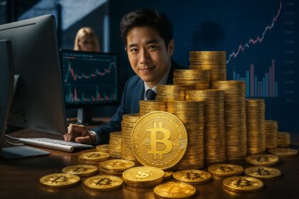 Gold bars, crypto coins, and Chinese market assets rising as U.S. dollar bills fade in the background, illustrating the asset shift by Asia’s wealthy as reported by UBS.