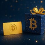 Fold-branded Bitcoin gift card displayed with American flag and retail shopping icons, representing a new push to make BTC more accessible to U.S. consumers.