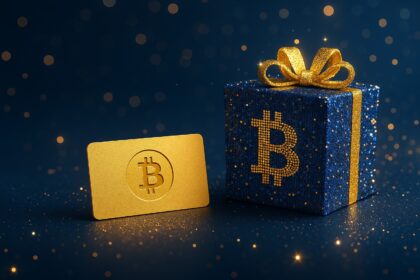 Fold-branded Bitcoin gift card displayed with American flag and retail shopping icons, representing a new push to make BTC more accessible to U.S. consumers.