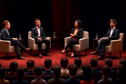 FINRA panel table with AI-generated scam alerts and crypto fraud warning icons, highlighting growing threats from artificial intelligence in the digital asset space.