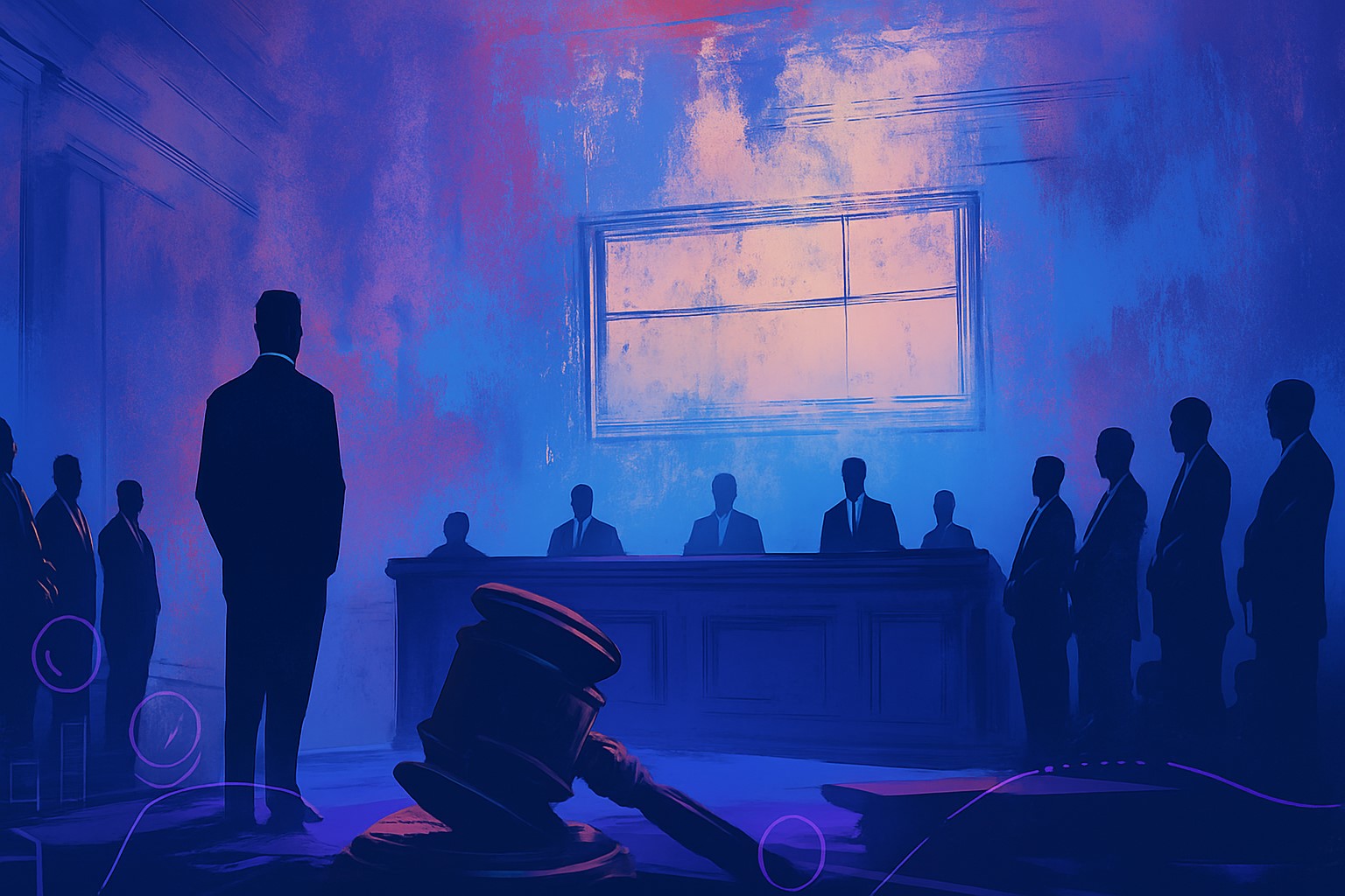 Braden Karony in court with a “Guilty” stamp overlay and SafeMoon logo in the background, symbolizing the landmark fraud and money laundering conviction.