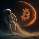 Bitcoin price chart soaring past $111K with milestone badge and caution signs, symbolizing historic highs paired with analyst warnings of potential market turbulence.