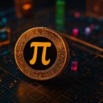 Pi Network logo with slowing momentum indicators, insider wallet transfer icons, and a rising bull market graph in the background—signaling missed opportunities or hidden exits.