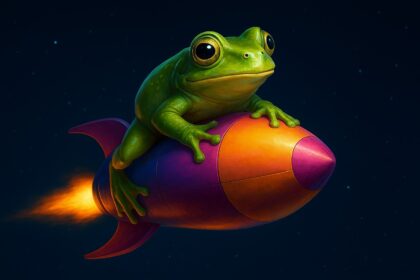 Pepe Coin ($PEPE) price chart with bullish and bearish indicators, exploring the possibility of reaching 1 cent in the future.