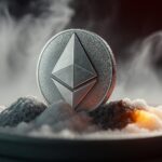 Ethereum logo with long-term investor icons accumulating tokens on a rising chart, highlighting a 22.5% increase in holdings despite broader market volatility.