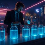 Magic Labs logo connected to Coinbase’s Base blockchain with AI agent icons, representing the launch of the Newton platform backed by PayPal.
