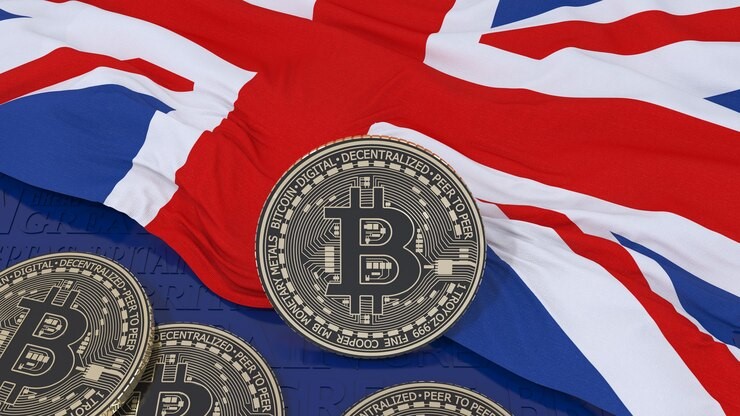 Bitcoin price chart surging past $100K with Trump and UK trade deal graphics in the background, highlighting market volatility amid geopolitical developments.