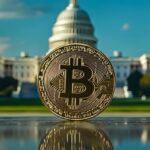 Rep. Maxine Waters speaking at a podium with the “Stop Crypto Corruption” bill graphic and $TRUMP token visuals in the background, symbolizing a preemptive move against perceived crypto-political conflicts.