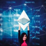 Telegram app icon with shadowy crypto laundering flows totaling $27B, and Haowang and Xinbi logos crossed out, representing an international enforcement crackdown.