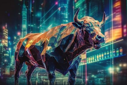 Nasdaq chart climbing with Microsoft and Meta logos in the foreground, trade tension headlines in the background—highlighting strong earnings lifting markets despite macro pressure.