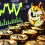 BONK meme coin chart surging upward with whale icons and a $2B market cap target, while WIF coin dips in the background, signaling shifting investor momentum.