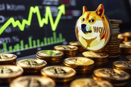 BONK meme coin chart surging upward with whale icons and a $2B market cap target, while WIF coin dips in the background, signaling shifting investor momentum.
