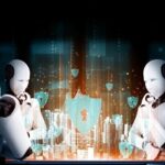 Proof-of-Work and Proof-of-Stake icons weighed on a scale, with gears and blockchain diagrams in the background, symbolizing the evolution of consensus models under security and scalability pressure.