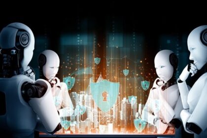 Proof-of-Work and Proof-of-Stake icons weighed on a scale, with gears and blockchain diagrams in the background, symbolizing the evolution of consensus models under security and scalability pressure.